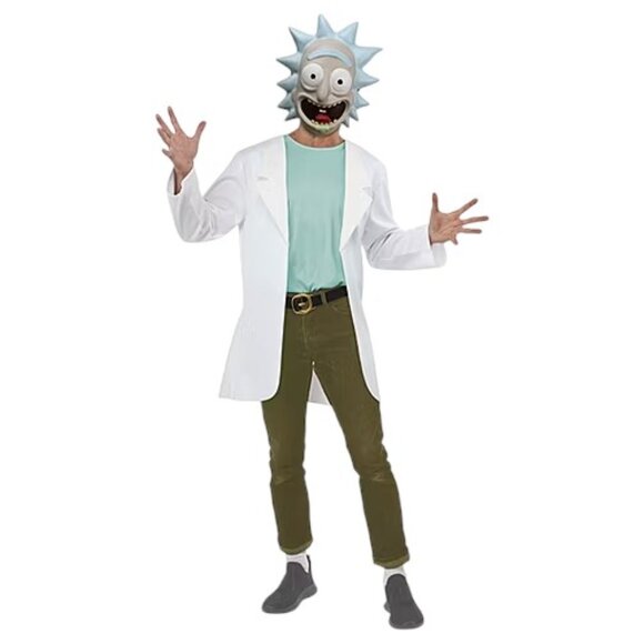 Rick and Morty Rick Sanchez Costume Adult Small Mask Lab Coat Adult Swim TV - Picture 1 of 11